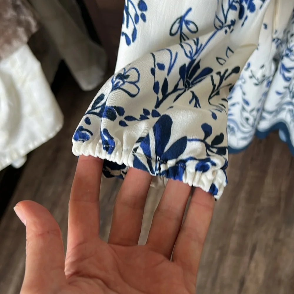 Rachel Zoe White and Blue Long Sleeve Dress - Picture 4 of 5